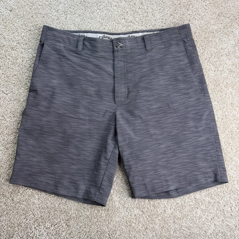 Callaway Golf Shorts Mens 38 Gray Herringbone Stretch Performance 11 Inseam